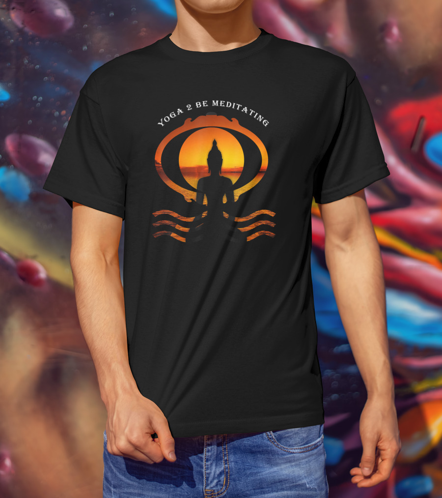 Meditating Yoga Silhouette At Sunset Spiritual Reflection T-Shirt
