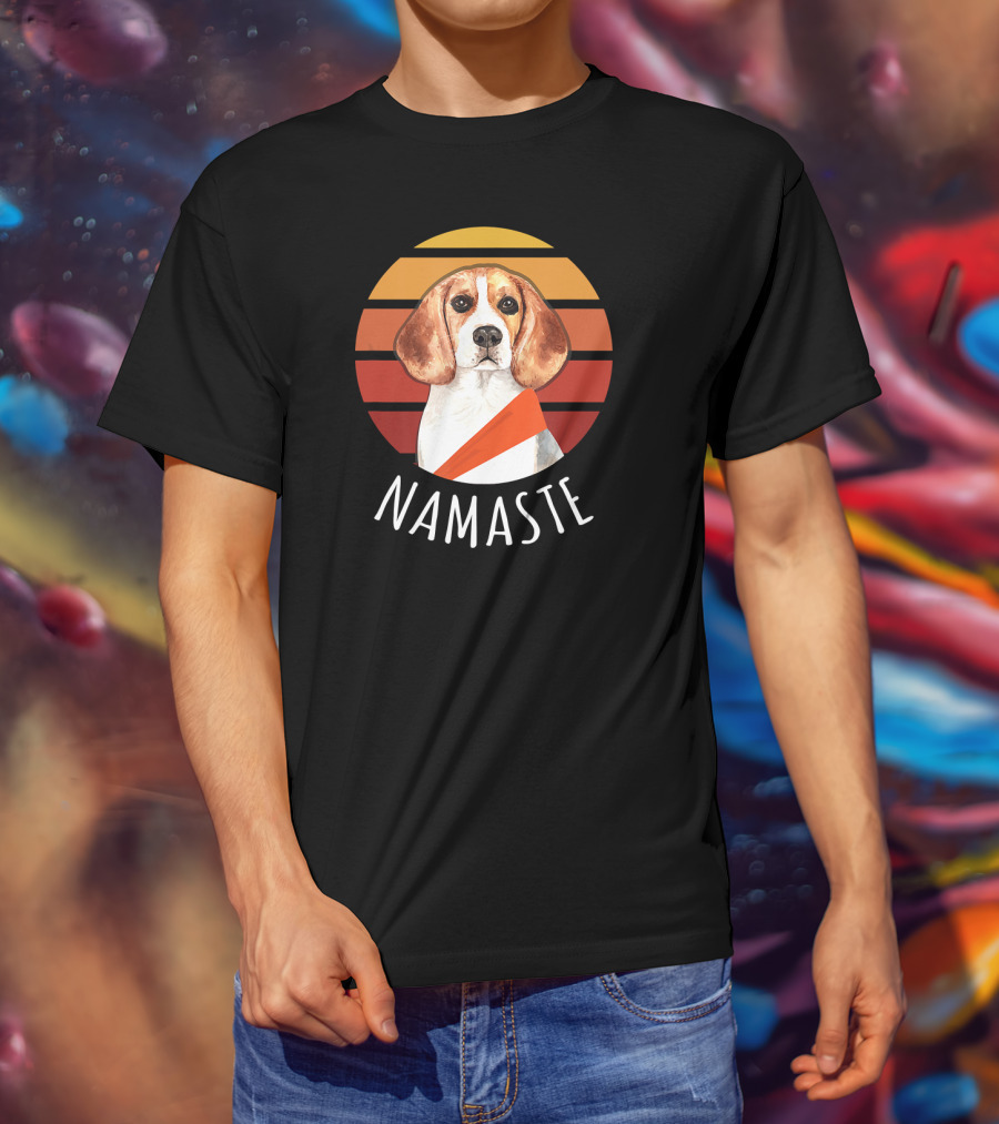 Namaste Beagle Sunset Yoga T-Shirt