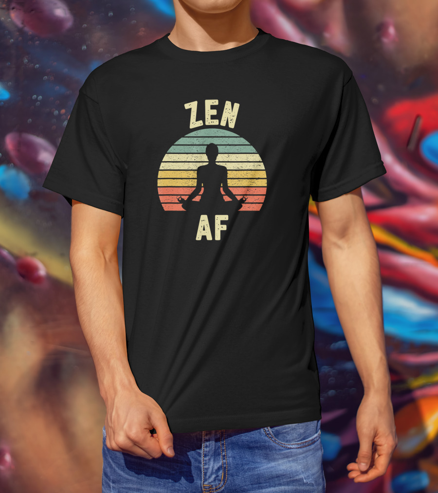 ZEN AF Yoga Retro Sunset Meditation T-Shirt