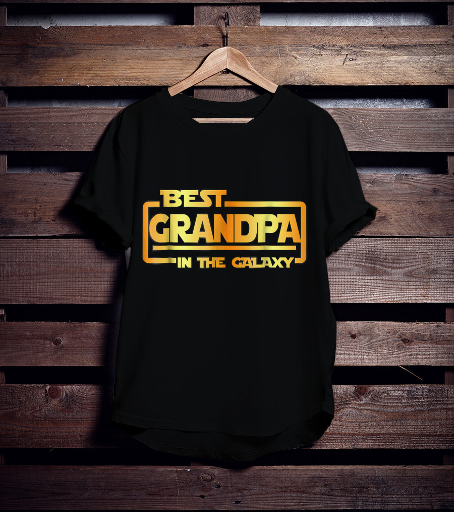 Best Grandpa In The Galaxy Bold Space Themed Text T-Shirt