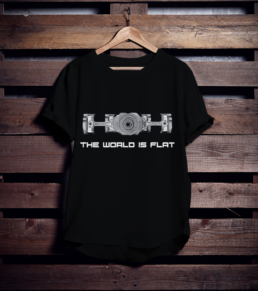 The World Is Flat Boxer Engine Concept Auto Race Car T-Shirt