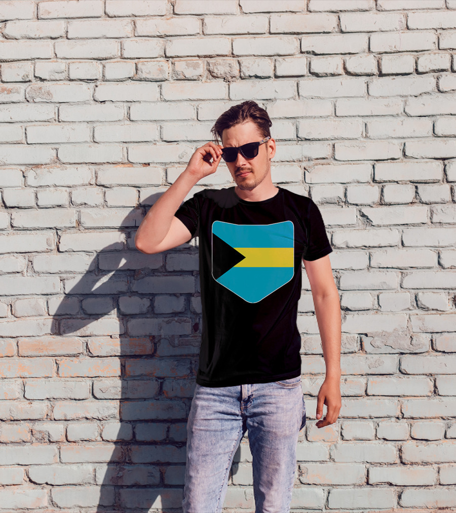 The Bahamas Flag Pocket Design With Bahami Branding T-Shirt