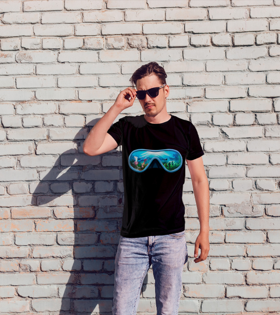 Scuba Diving Mask Underwater Adventure Coral Reef With Diver T-Shirt