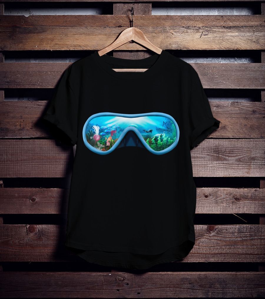 Scuba Diving Mask Underwater Adventure Coral Reef With Diver T-Shirt