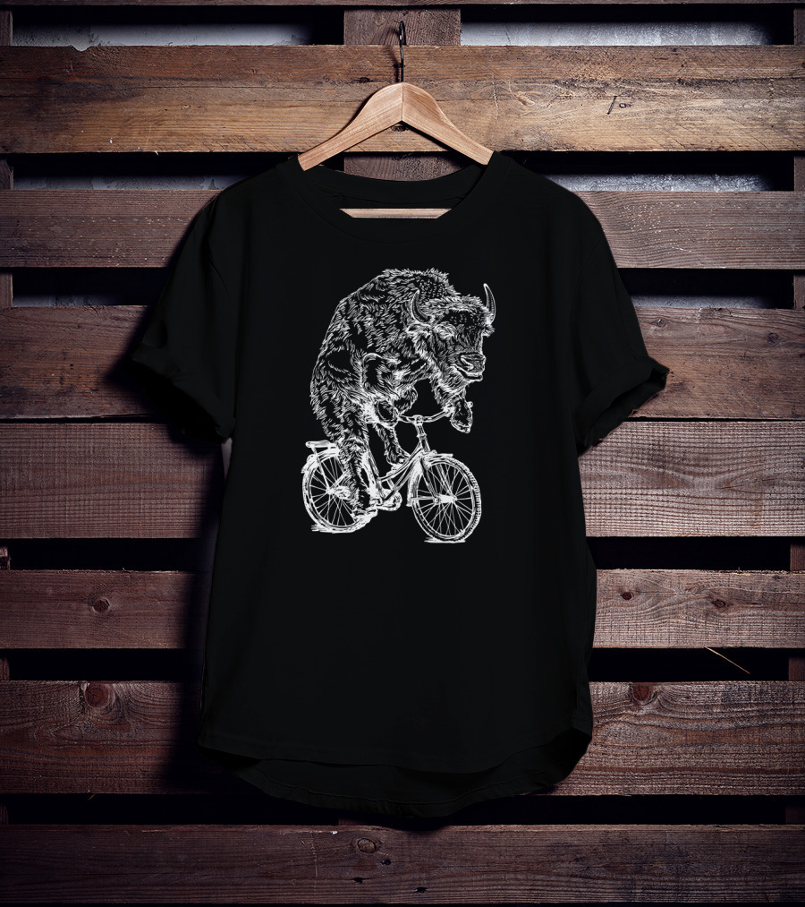 SEEMBO Bison Riding Bicycle Cyclist T-Shirt