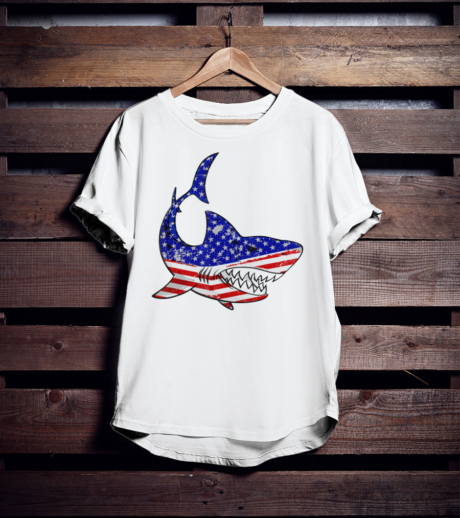 Jawsome Shark American Flag T-Shirt