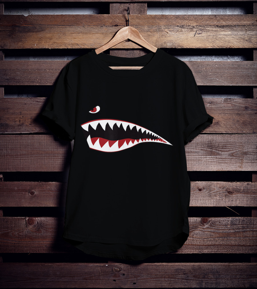 Shark Nose Art WWII Green Military Airplane Iconic T-Shirt