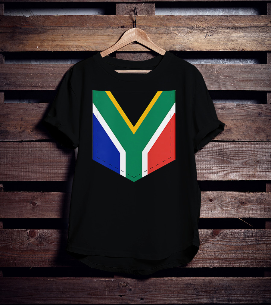 South Africa Flag Pocket Style With Printed Sout T-Shirt