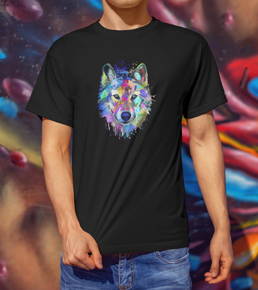 Splash Colorful Wolf T-Shirt