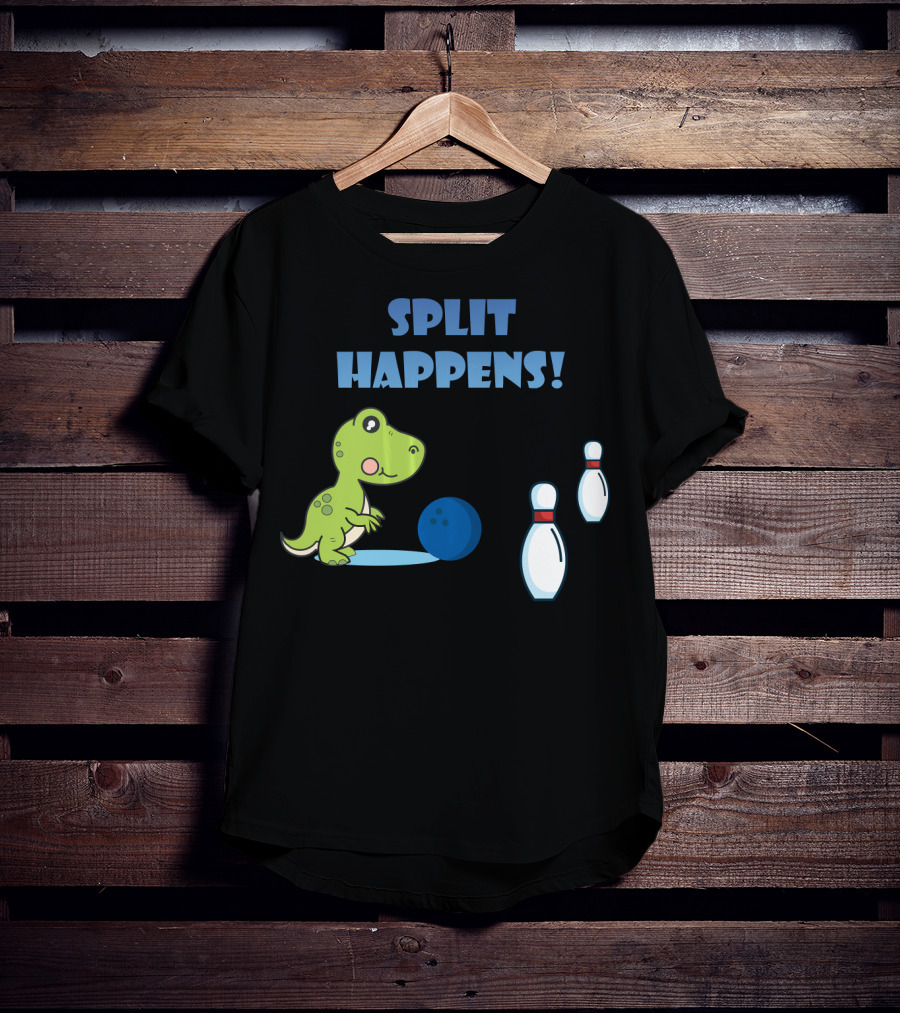 Split Happens Dino T-Rex Bowlingpin Fun T-Shirt