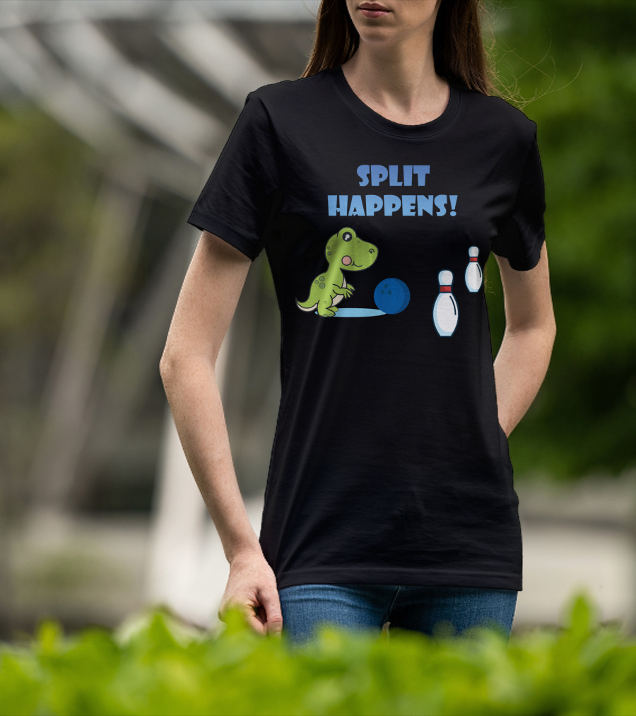 Split Happens Dino T-Rex Bowlingpin Fun T-Shirt