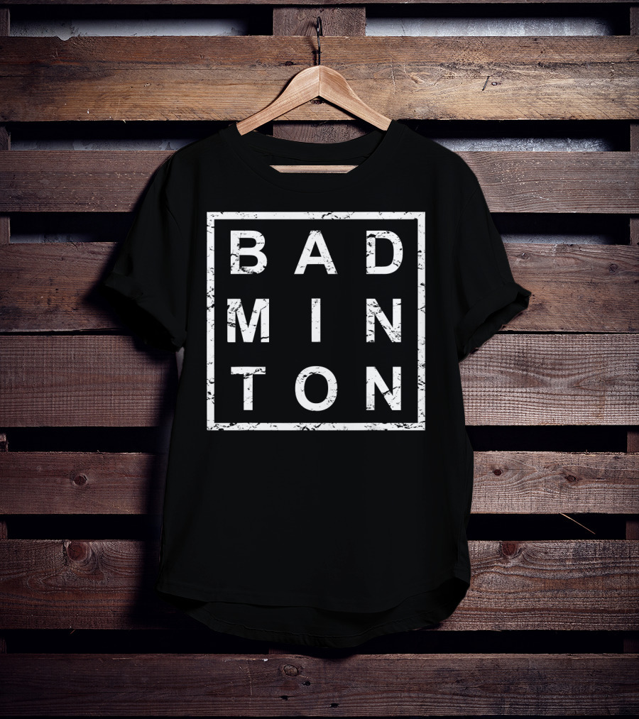 Badminton Square Grunge Text T-Shirt