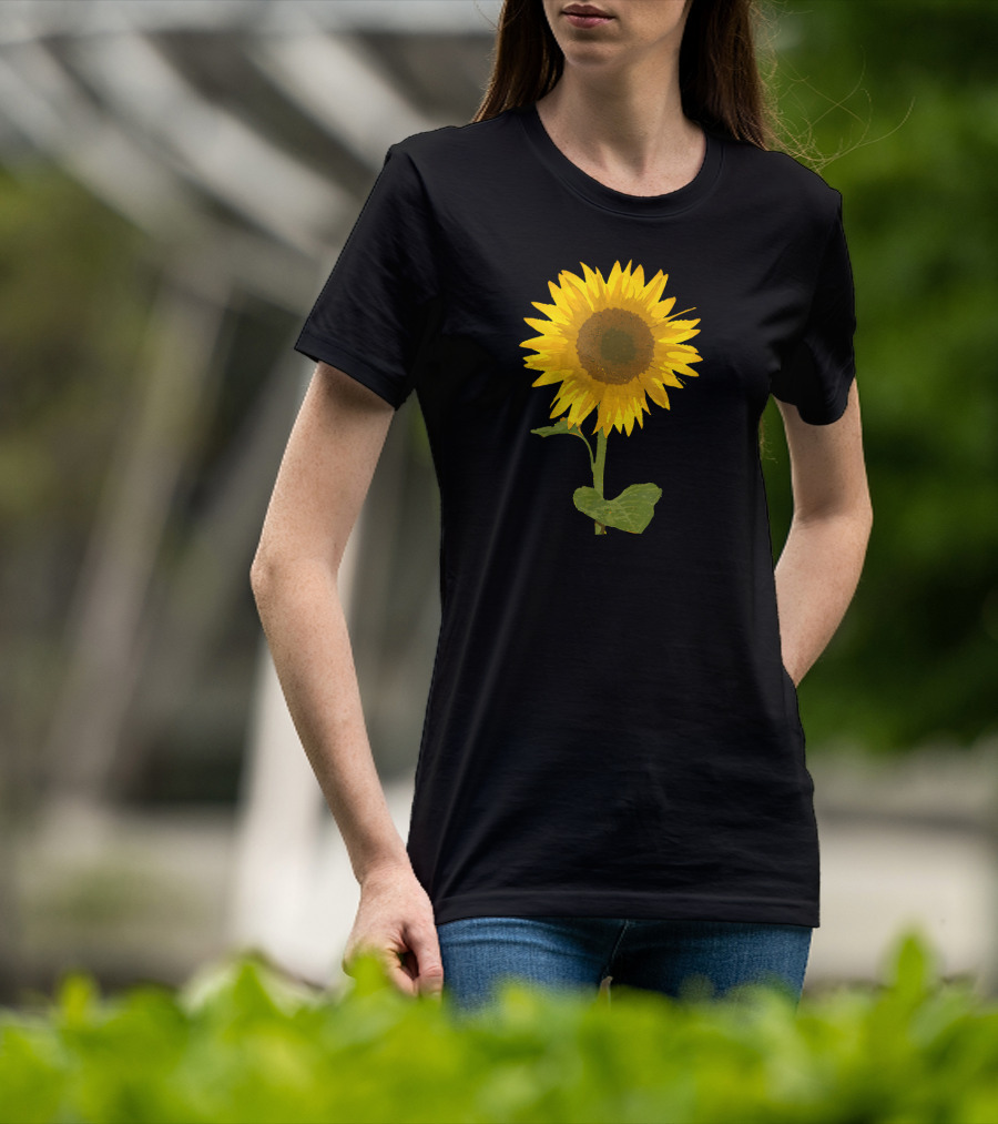 Sunflower Black Background Image T-Shirt