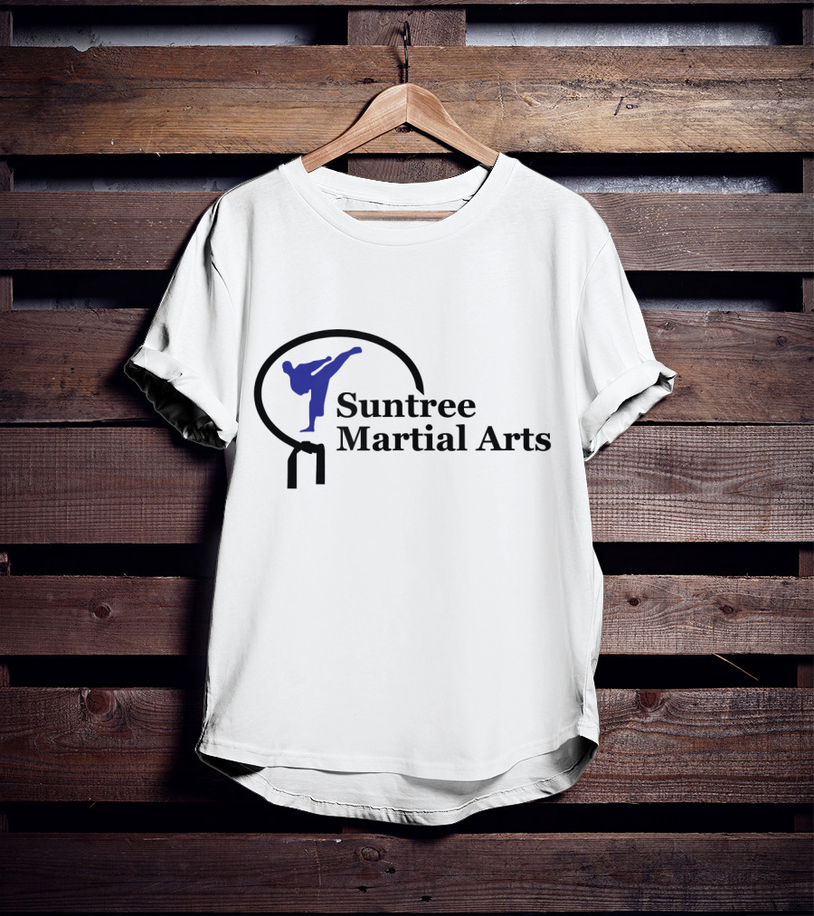 Suntree Martial Arts Logo With Blue Kicking T-Shirt