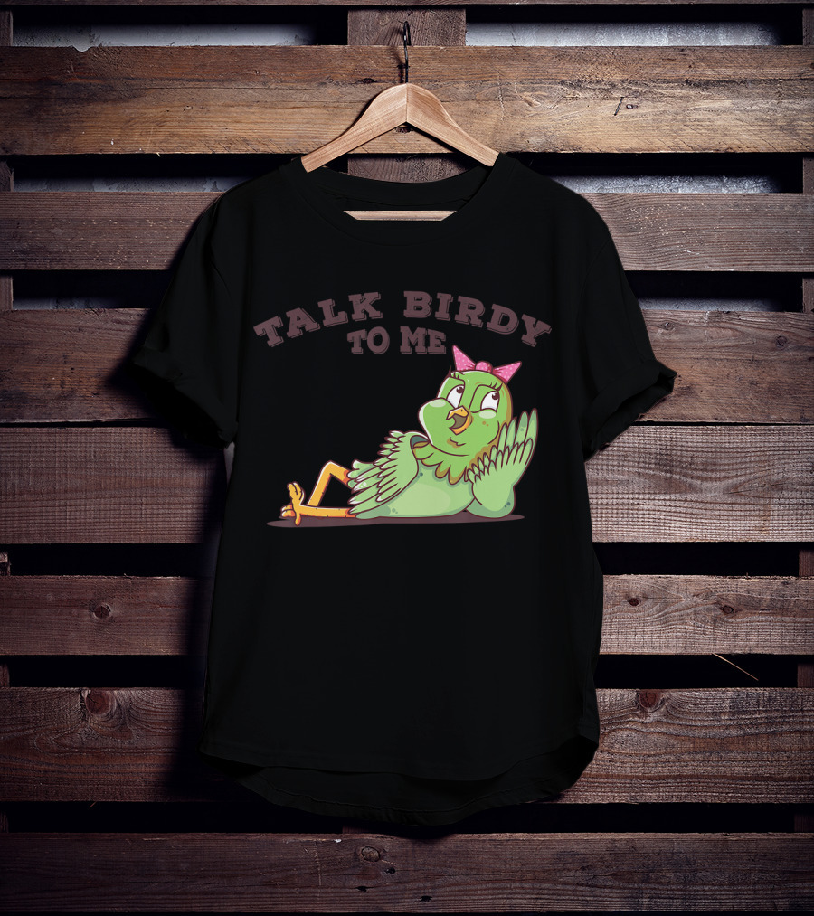 Talk Birdy To Me Funny Parrot Bird Relaxing With Bow T-Shirt