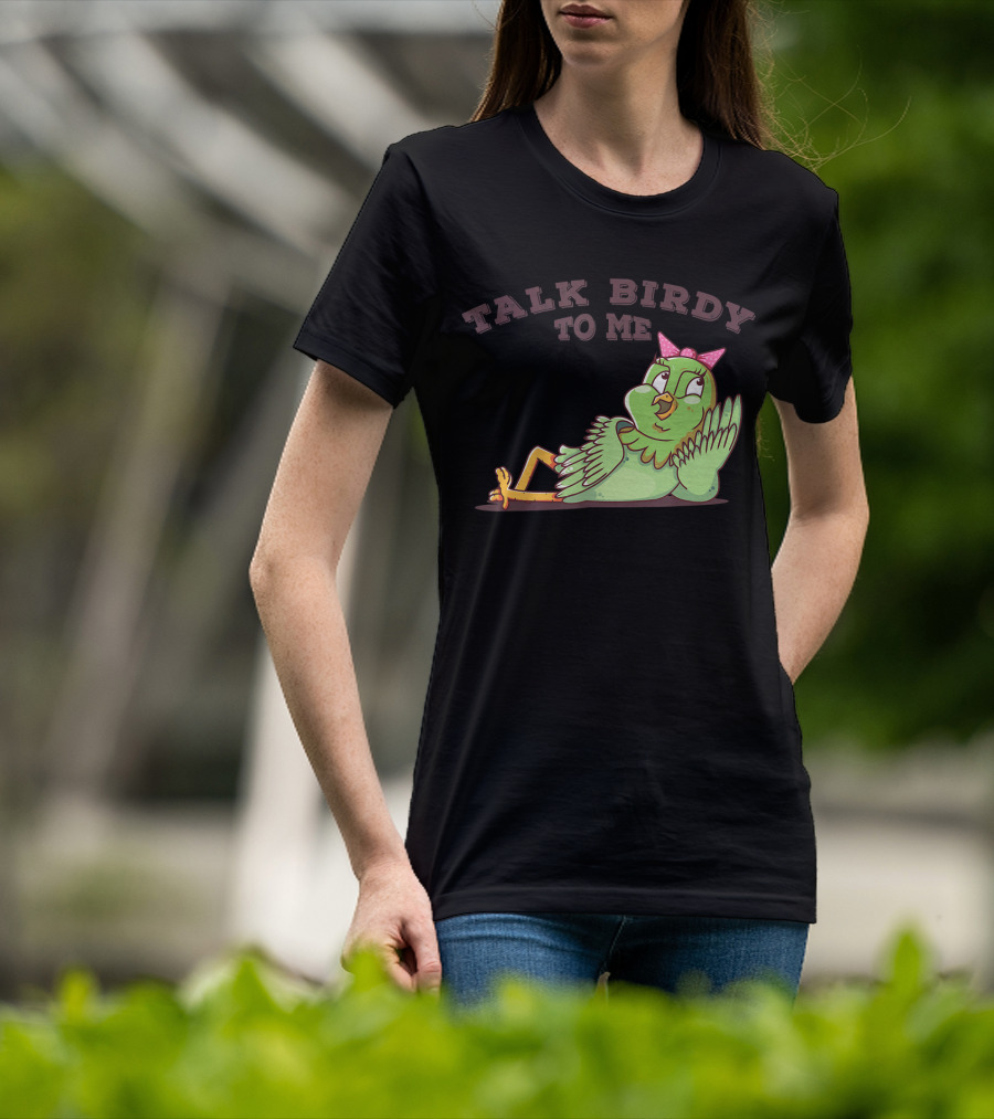 Talk Birdy To Me Funny Parrot Bird Relaxing With Bow T-Shirt