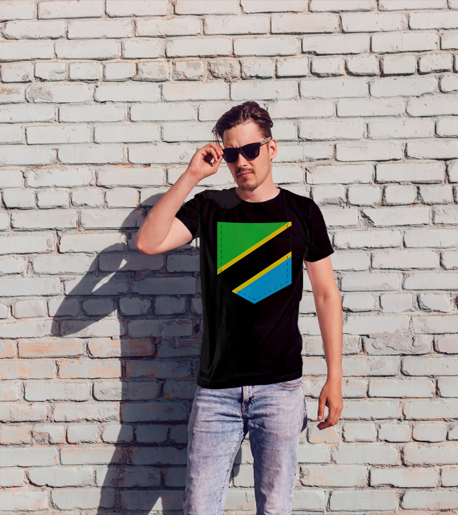 Tanzania Flag With Printed Tanzani Pocket T-Shirt