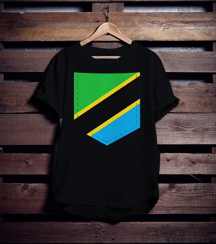 Tanzania Flag With Printed Tanzani Pocket T-Shirt