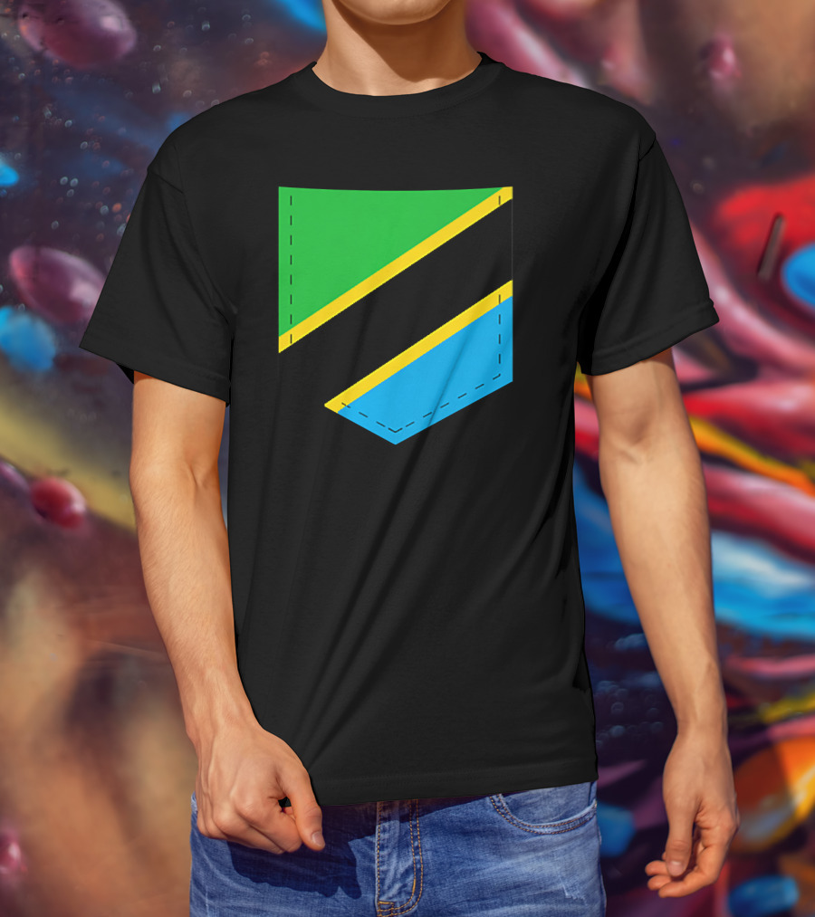 Tanzania Flag With Printed Tanzani Pocket T-Shirt