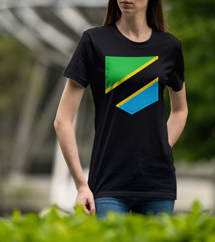 Tanzania Flag With Printed Tanzani Pocket T-Shirt