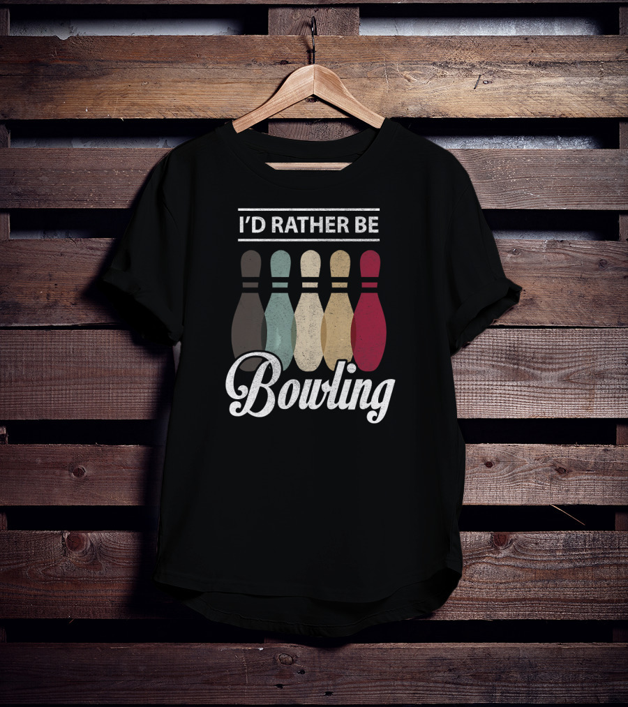 I’d Rather Be Bowling Vintage Bowling Pins T-Shirt