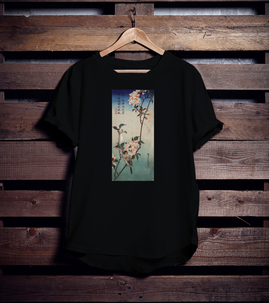Japanese Ukiyo-e Birds With Cherry Blossoms Tree Scene T-Shirt