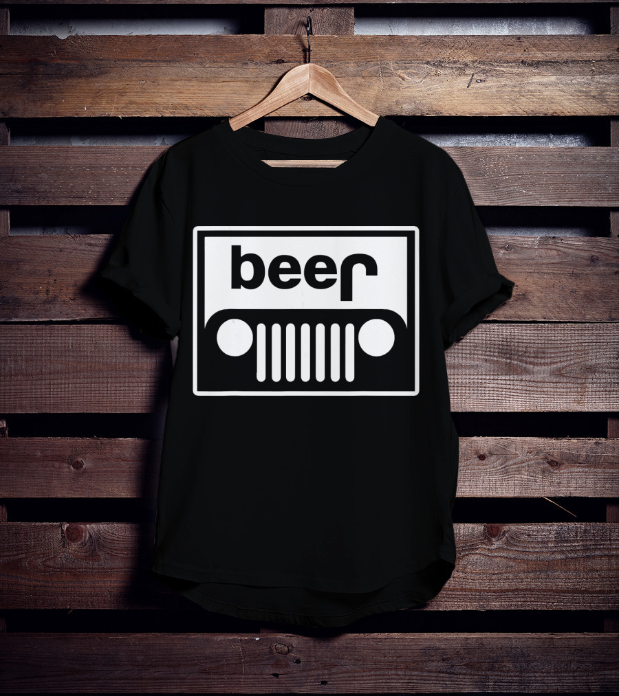 Beer Jeep Grille Parody Funny Upturned Off T-Shirt