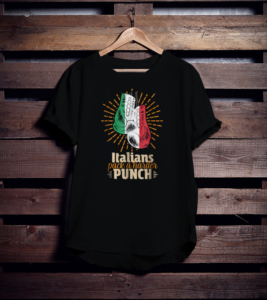 Italians Pack A Harder Punch Boxing Gloves Sporting Italy Flag Stripes T-Shirt