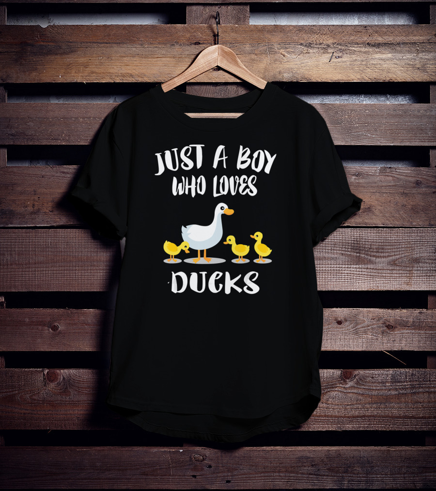Just A Boy Who Loves Ducks With Duck And Ducklings T-Shirt