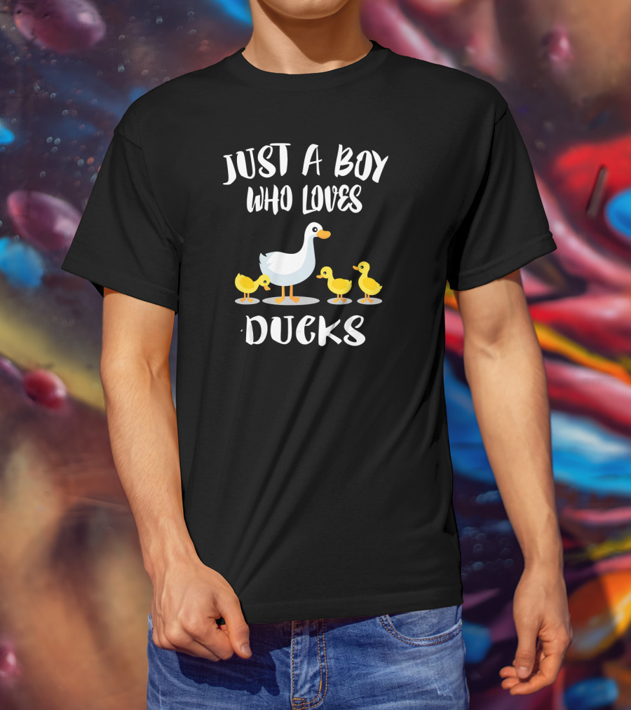 Just A Boy Who Loves Ducks With Duck And Ducklings T-Shirt