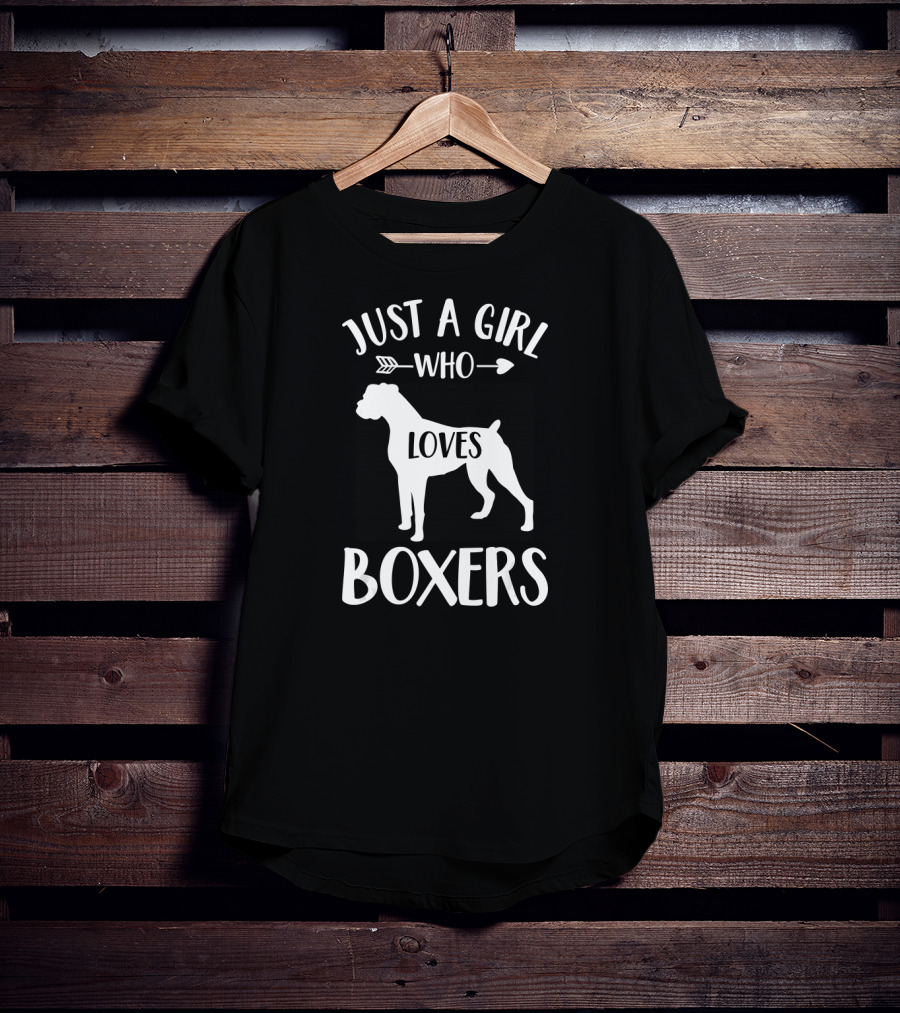 Just A Girl Who Loves Boxers With Arrow And Dog T-Shirt