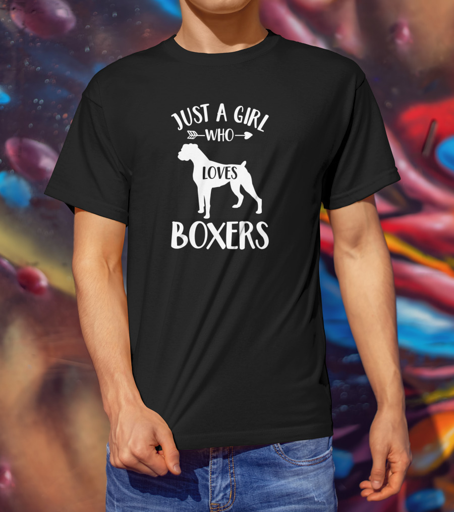 Just A Girl Who Loves Boxers With Arrow And Dog T-Shirt