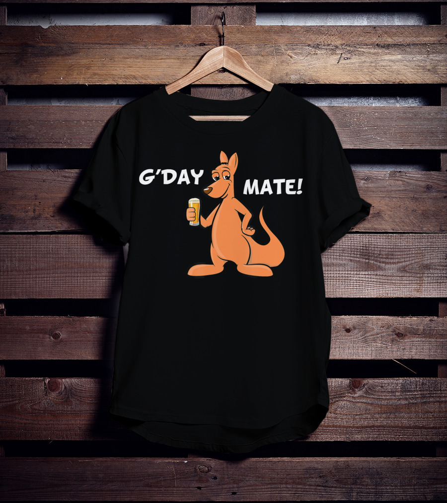 G'Day Mate Kangaroo Holding Beer T-Shirt