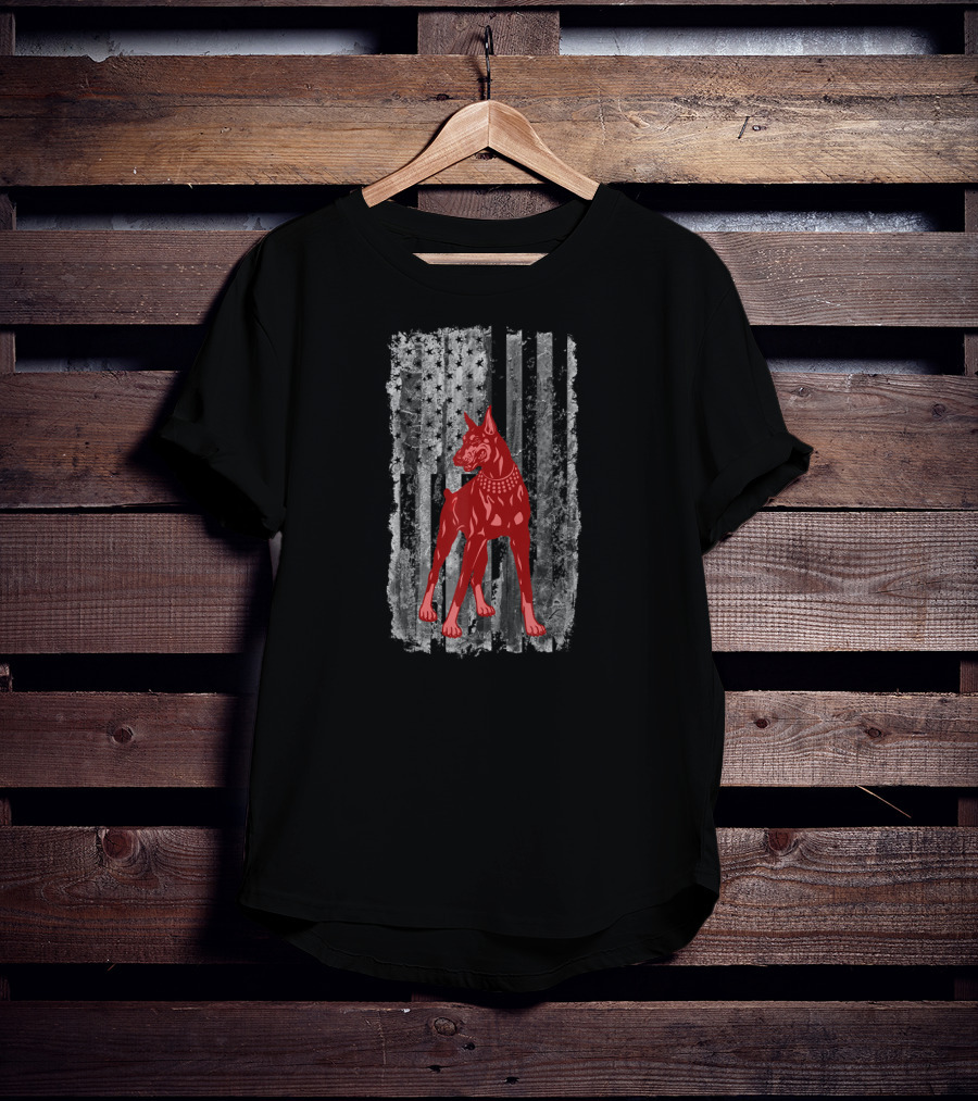 American Flag Doberman Patriotic T-Shirt