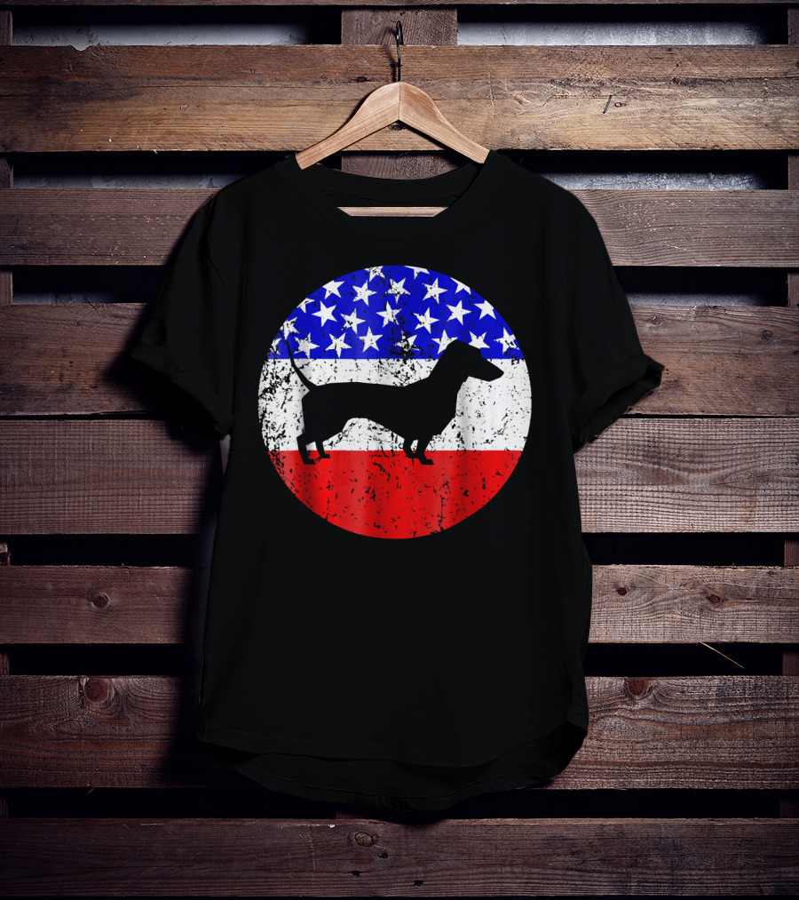 American Flag Dachshund Silhouette T-Shirt