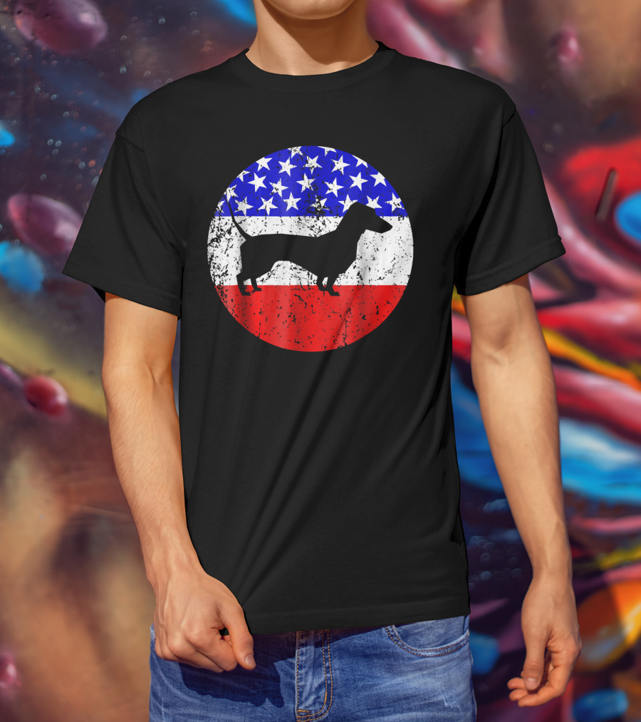 American Flag Dachshund Silhouette T-Shirt