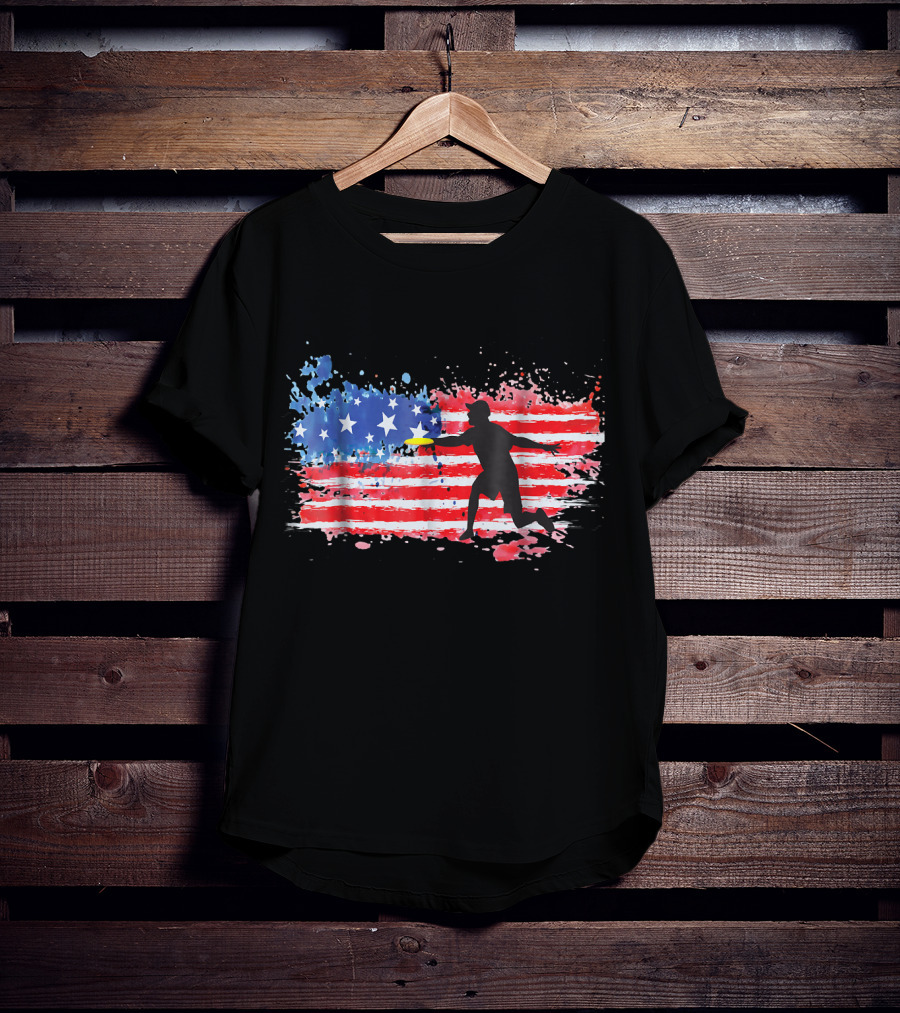 American Flag Frisbee Golf Player T-Shirt