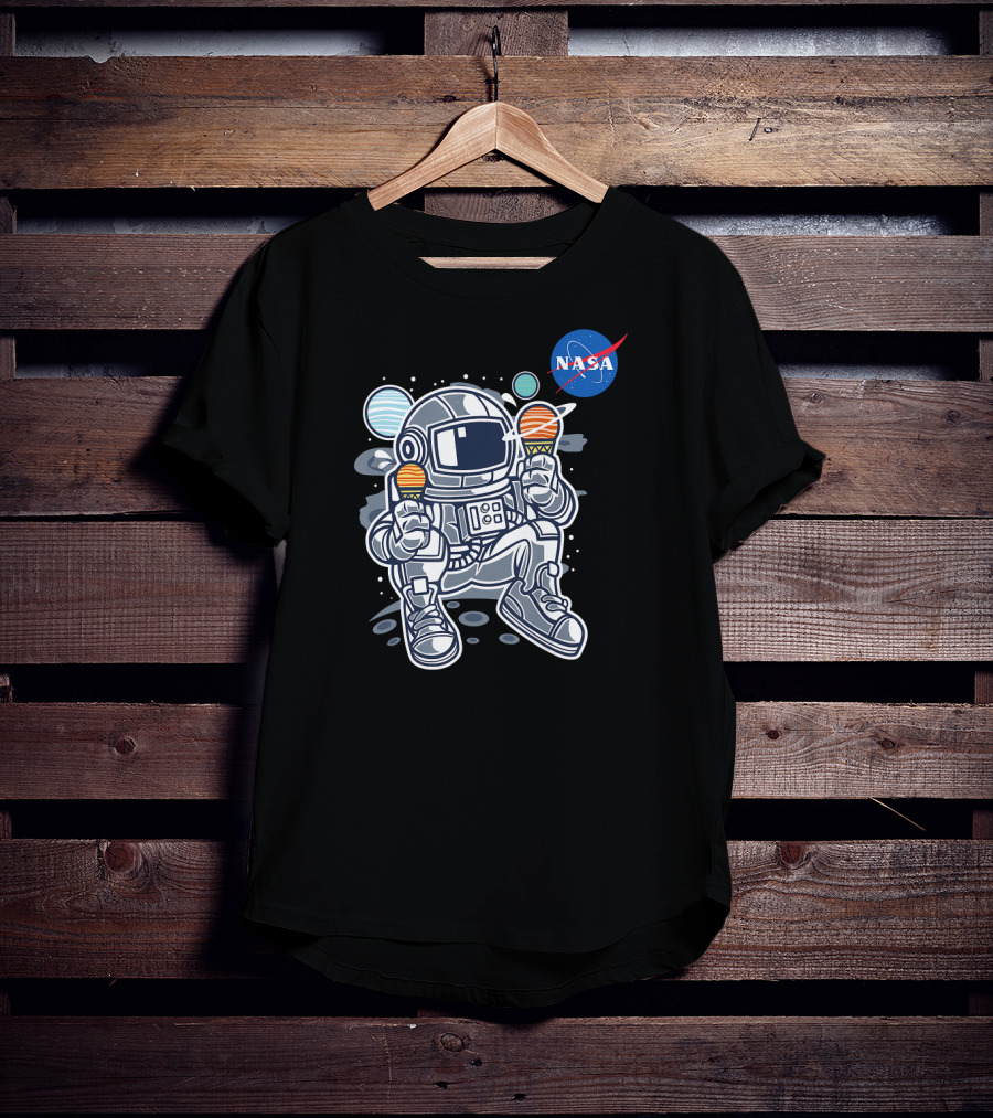 Astronaut Holding Planet Ice Cream NASA T-Shirt