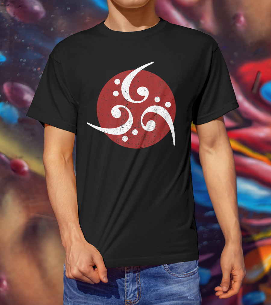 Vintage Bass Clef Symbol Red Circle T-Shirt