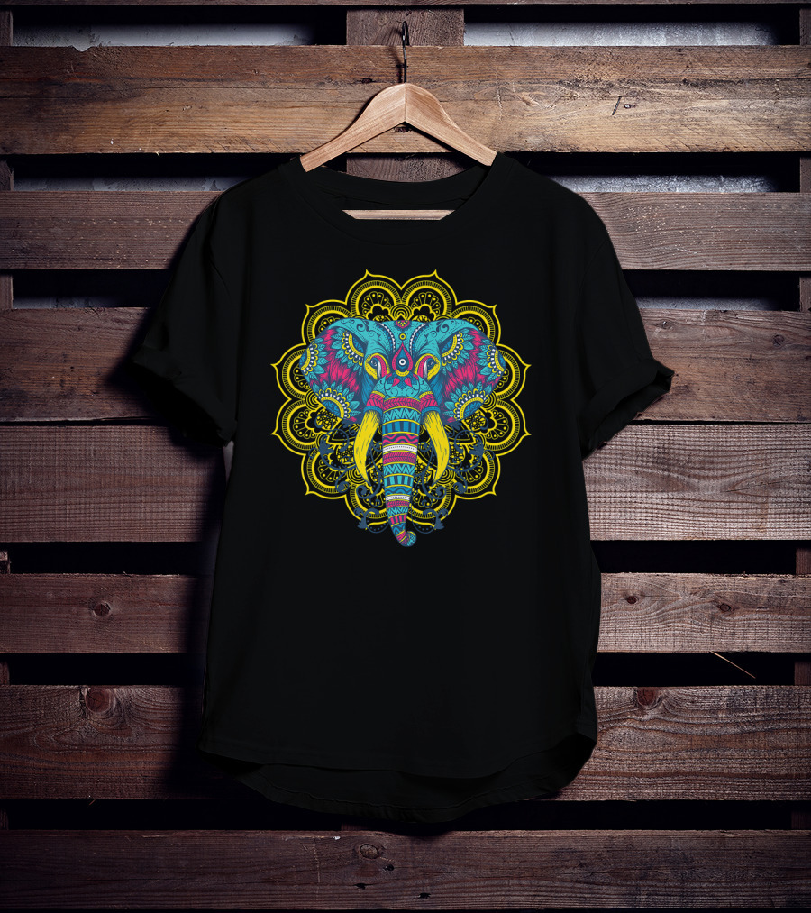 Elephant Lover Colorful Elephant Mandala T-Shirt