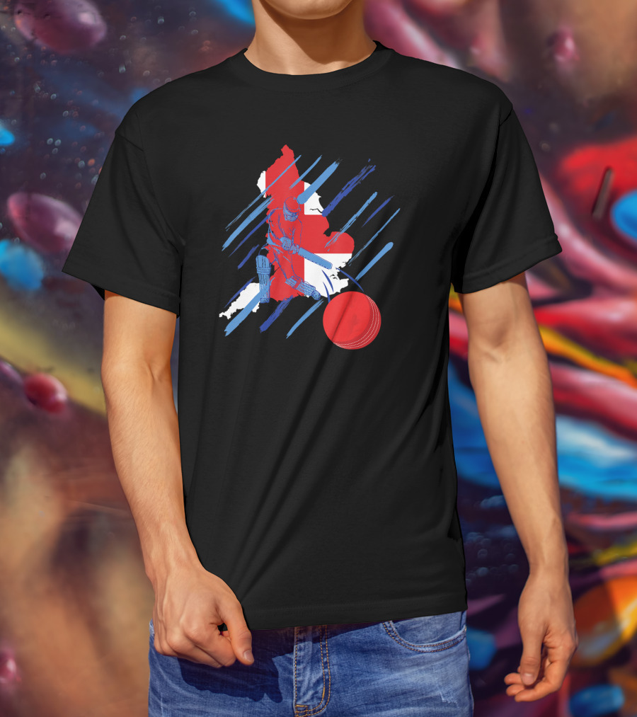 England Cricket Fan Player Country Flag Bat Ball T-Shirt