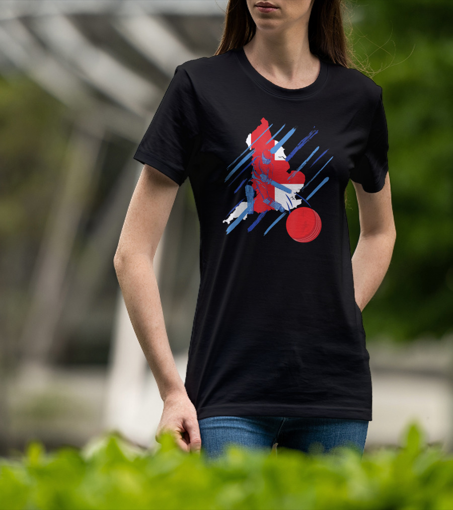 England Cricket Fan Player Country Flag Bat Ball T-Shirt