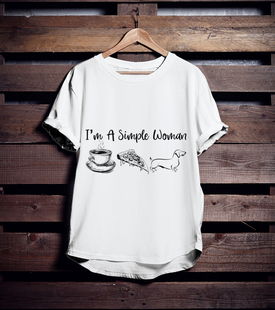I'm A Simple Woman Coffee Pizza Dachshund T-Shirt