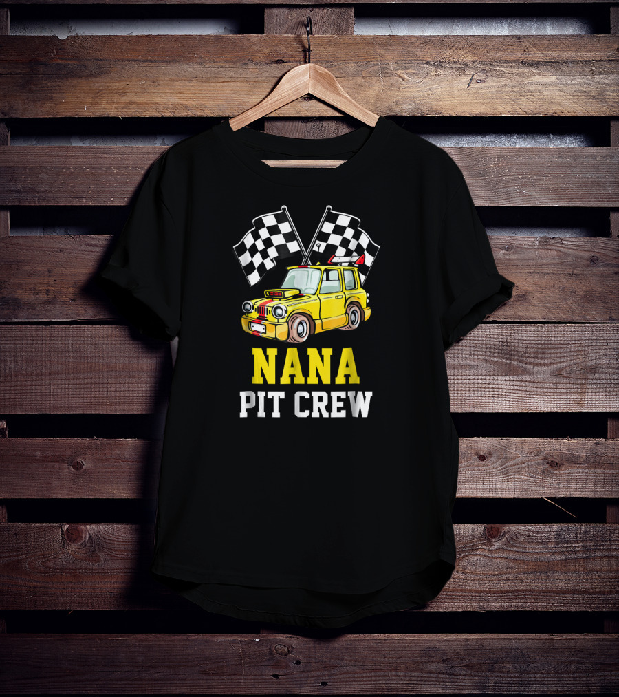 NANA Pit Crew Racing Car With Checkered Flags T-Shirt