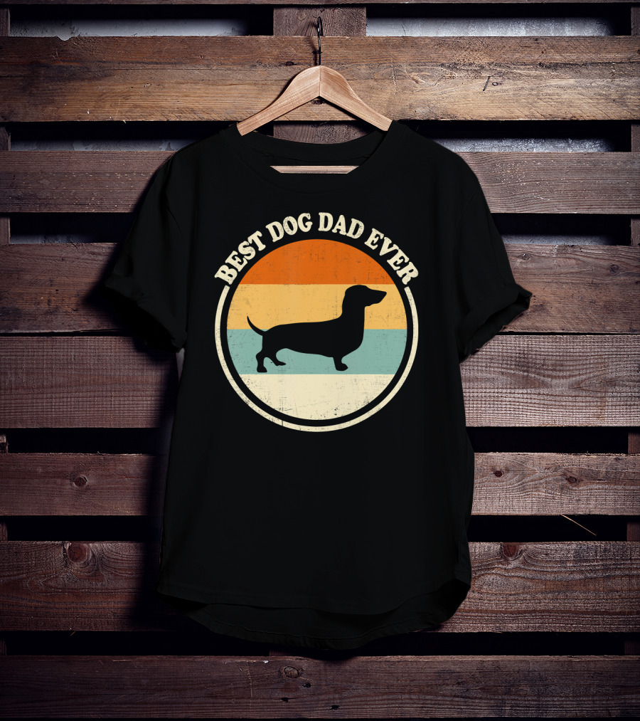 Best Dog Dad Ever Vintage Dachshund T-Shirt
