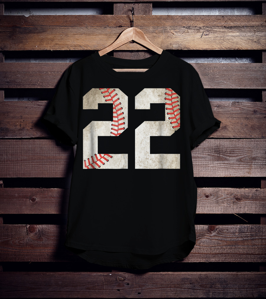 22 Dirt Stitched Baseball Number T-Shirt