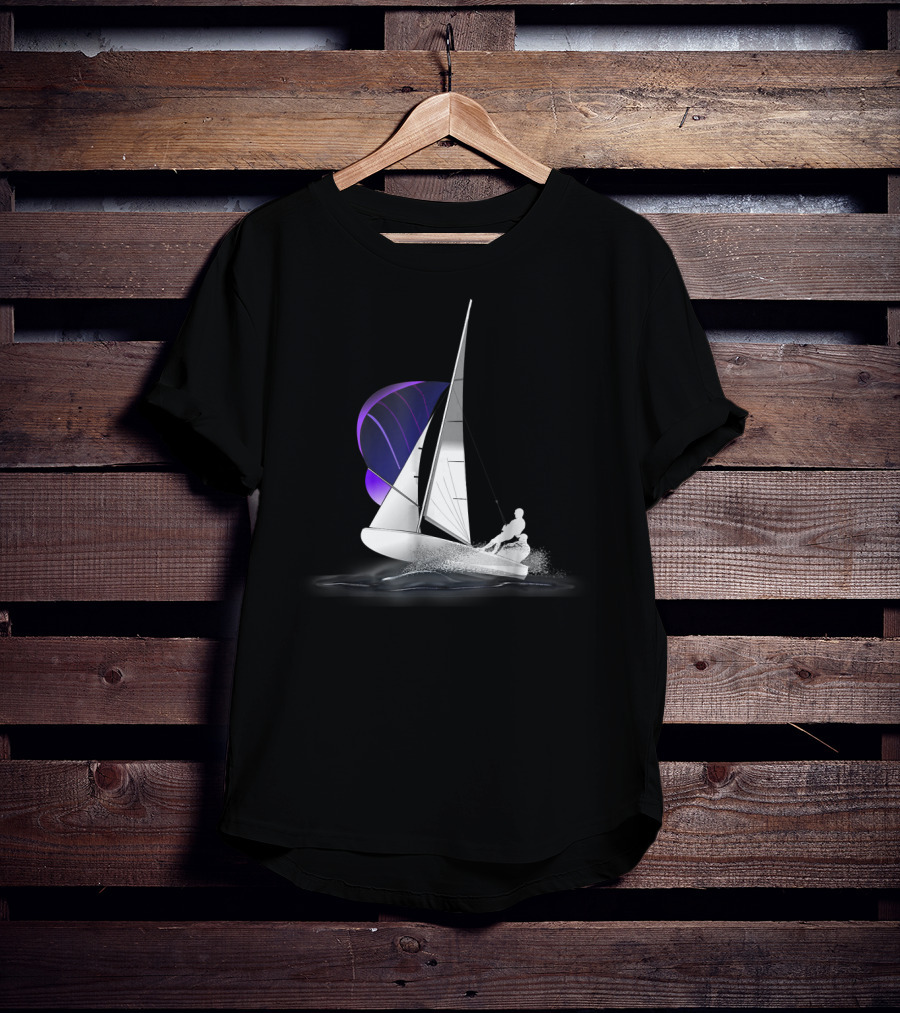 420 Sailing Dinghy With Spinnaker On Water T-Shirt