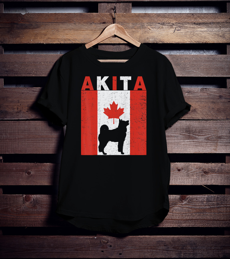 AKITA AKITA Canadian Flag Maple Leaf Dog T-Shirt