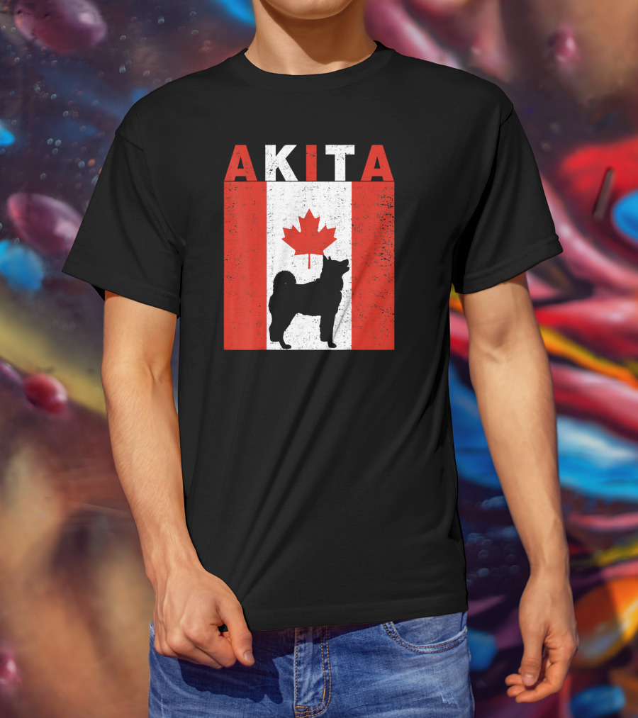 AKITA AKITA Canadian Flag Maple Leaf Dog T-Shirt