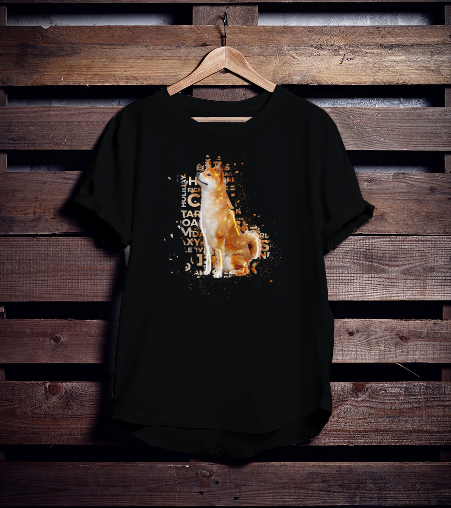 Akita Typography Awe With Text Collage And Dog T-Shirt